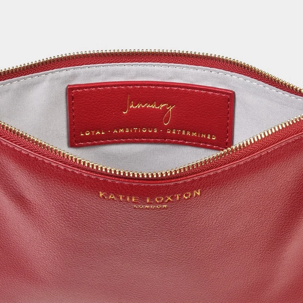KATIE LOXTON Birthstone Perfect Pouch 'January' Garnet in Dark Red